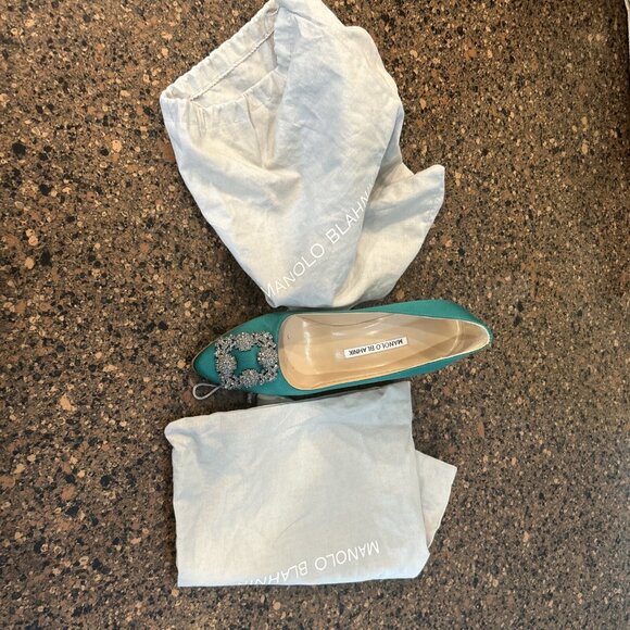 Manolo Blahnik Hangisi Pump Heels Green Size 8 - Picture 8 of 8